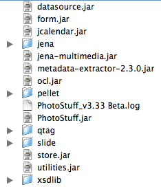 A set of java class files that comprise the PhotoStuff application