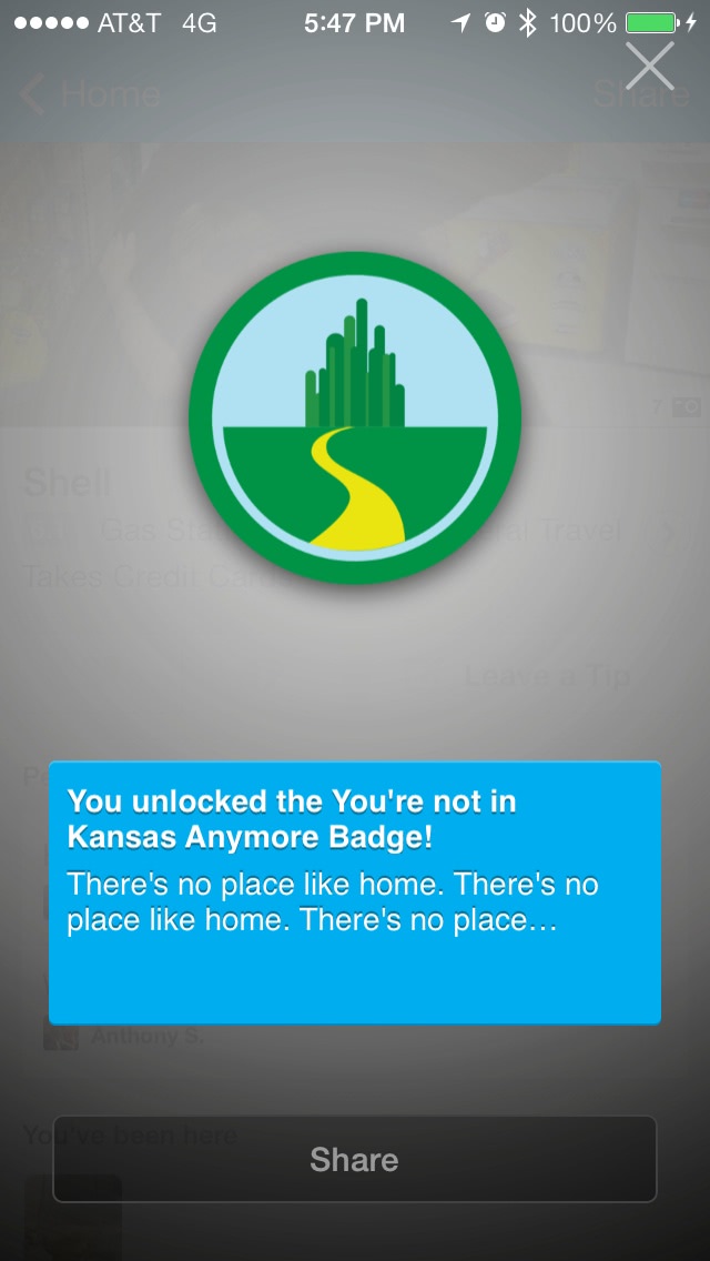 You're not in Kansas anymore! foursquare badge